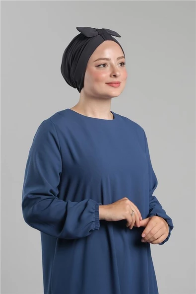 Füme Pratik Hazır Geçmeli Fiyonklu Bone Sandy Çift Taraflı Çapraz 3007B_25 ürün görseli 1