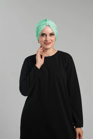 Mint Yeşili Pratik Hazır Geçmeli Tesettür Bone Sandy Pileli Salaş 2121_13 ürün görseli 1