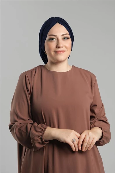 Lacivert Pratik Hazır Geçmeli Tesettür Bone Sandy Büzgülü Salaş 2119_02 ürün görseli 1