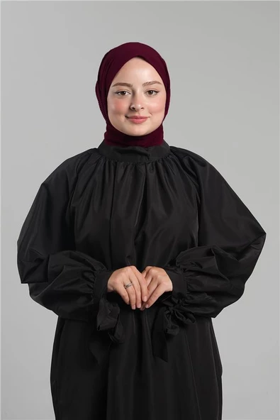 Bordo Pratik Hazır Geçmeli Tesettür Eşarp Sandy Arkadan Çıtçıtlı Piliseli Hijab 2406_16 ürün görseli 1