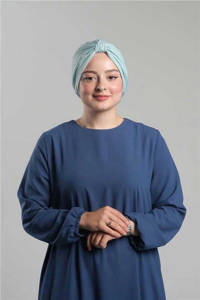 Bebe Mavisi Pratik Hazır Geçmeli Tesettür Bone Sandy Pileli Salaş 2121_11 ürün görseli 1