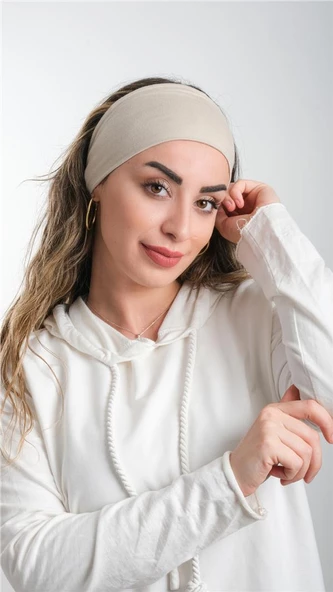 Bej Bandana Saç Bandı Viskon Düz 3012_12 ürün görseli 1