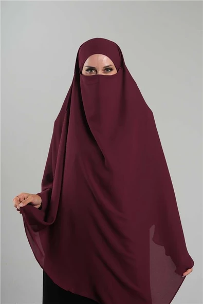 Bordo Pratik Hazır Geçmeli Tesettür Eşarp Krep Bağcıklı Çift Katlı Sufle Hijab 2314_16 ürün görseli 1