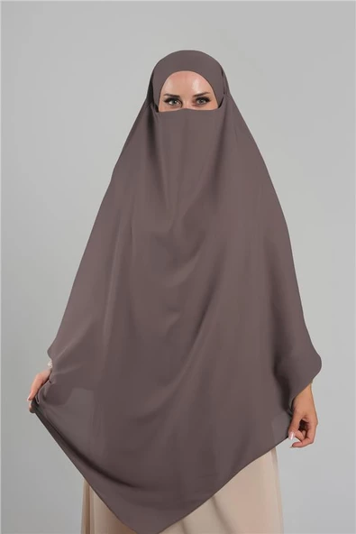 Koyu Vizon Pratik Hazır Geçmeli Tesettür Eşarp Krep Bağcıklı Çift Katlı Sufle Hijab 2314_38 ürün görseli 1