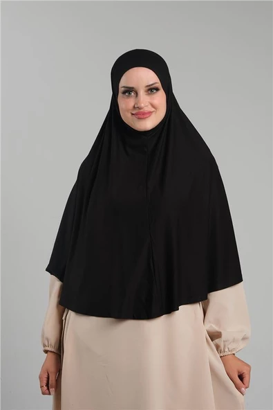 Siyah Pratik Hazır Geçmeli Tesettür Eşarp Viskon Pratik Namaz Örtüsü 2201_01 ürün görseli 1