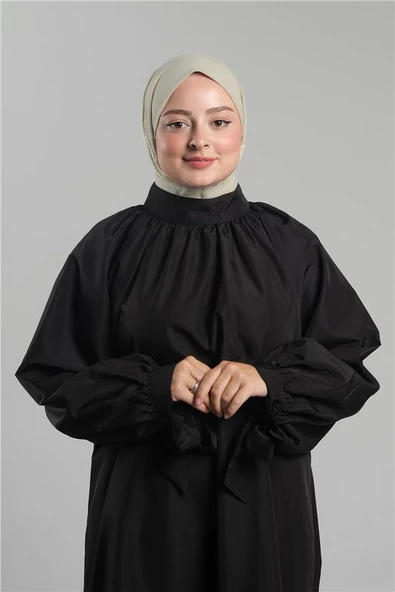 Bej Pratik Hazır Geçmeli Tesettür Eşarp Sandy Arkadan Çıtçıtlı Piliseli Hijab 2406_12 ürün görseli 1