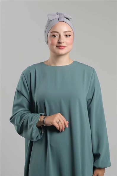 Gri Pratik Hazır Geçmeli Fiyonklu Bone Sandy Çift Taraflı Çapraz 3007B_15 ürün görseli 1