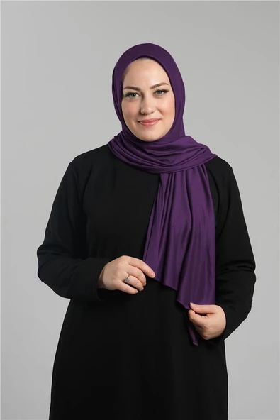Mürdüm Pratik Hazır Geçmeli Şal Viskon Önü Süngerli Penye Şal 2202_07 ürün görseli 1