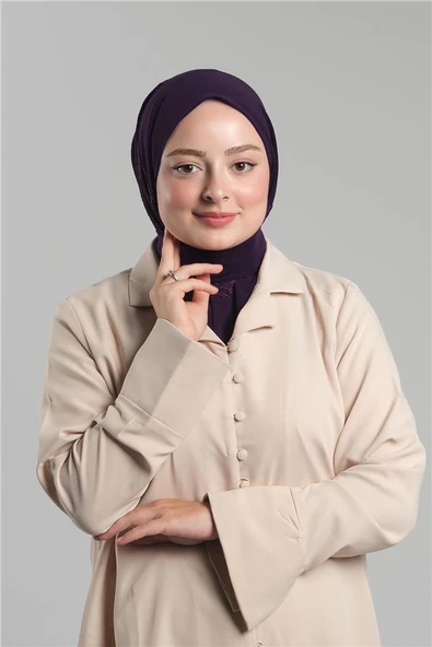Mürdüm Pratik Hazır Geçmeli Tesettür Eşarp Sandy Arkadan Çıtçıtlı Piliseli Hijab 2406_07 ürün görseli 1