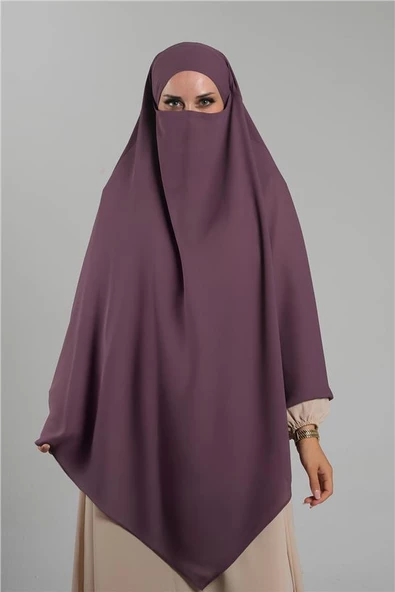 Mor Pratik Hazır Geçmeli Tesettür Eşarp Krep Bağcıklı Sufle Hijab 2313_22 ürün görseli 1