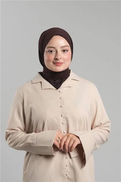 Kahve Pratik Hazır Geçmeli Tesettür Eşarp Sandy Arkadan Çıtçıtlı Piliseli Hijab 2406_14 ürün görseli 1