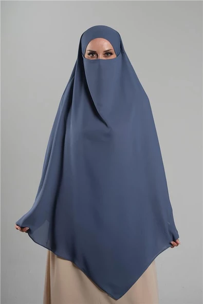 İndigo Pratik Hazır Geçmeli Tesettür Eşarp Krep Bağcıklı Sufle Hijab 2313_34 ürün görseli 1