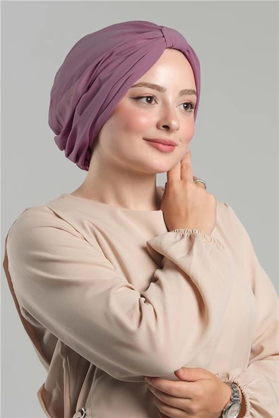 Gül Kurusu Pratik Hazır Geçmeli Tesettür Bone Sandy Pileli Salaş 2121_18 ürün görseli 1