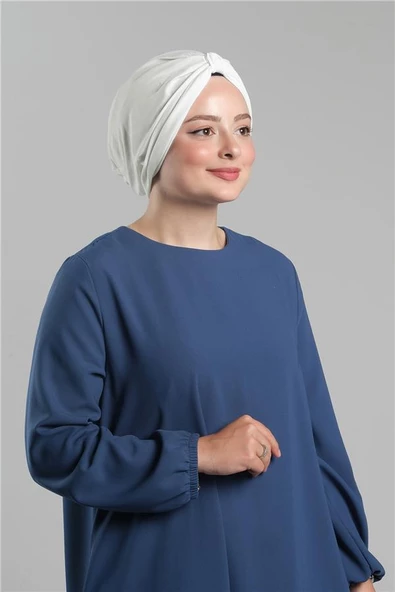 Krem Pratik Hazır Geçmeli Tesettür Bone Sandy Pileli Salaş 2121_40 ürün görseli 1