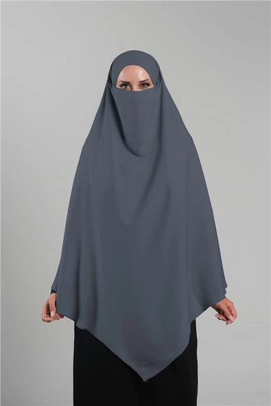 Antrasit Pratik Hazır Geçmeli Tesettür Eşarp Krep Bağcıklı Çift Katlı Sufle Hijab 2314_25 ürün görseli 1