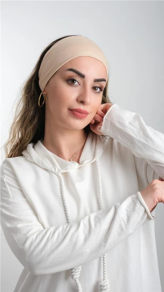 Sütlü Kahve Bandana Saç Bandı Viskon Düz 3012_26 ürün görseli 1