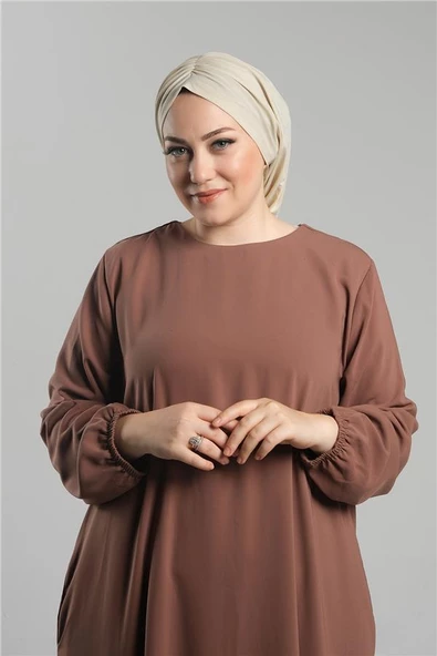 Bej Pratik Hazır Geçmeli Tesettür Bone Sandy Büzgülü Salaş 2119_12 ürün görseli 1