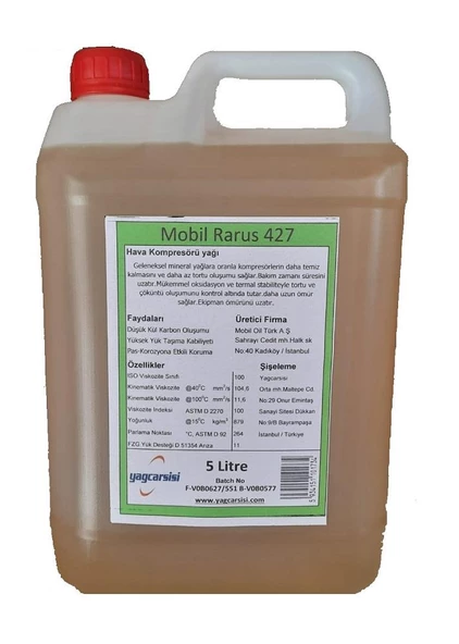 AÇIK-MOBİL RARUS 427 KOMPRESÖR YAĞI 5 LİTRE-ISO VG 100 ürün görseli 1