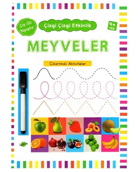 Meyveler Çıkartmalı Aktiviteler Çizgi Çizgi Etkinlik 4 Yaş ürün görseli 1