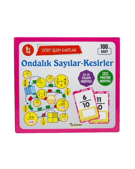 9 Yaş Ondalık Sayılar Kesirler Dört İşlem Kartlar Teleskop Popüler Bilim ürün görseli 1