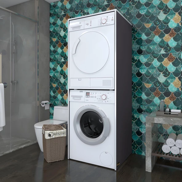 Kenzlife çamaşır-kurutma makinesi dolabı zakhar gri 180*70*60 banyo kapaksız arkalıksız ürün görseli 1