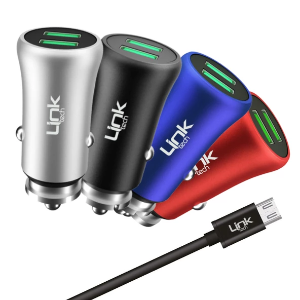 LinkTech M581 12W 2.4A Metal Araç Şarj Aleti ve Micro USB Kablo Set ürün görseli 1
