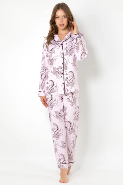 DoReMi Cherry Rot Uzun Kollu Bayan Pijama Takımı - Resim 3