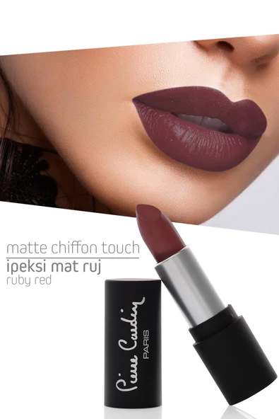 Pierre Cardin Matte Chiffon Touch Lipstick - Ruby Red -192 - Resim 3