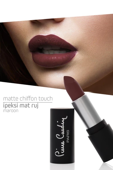 Pierre Cardin Matte Chiffon Touch Lipstick -Maroon -194 - Resim 3