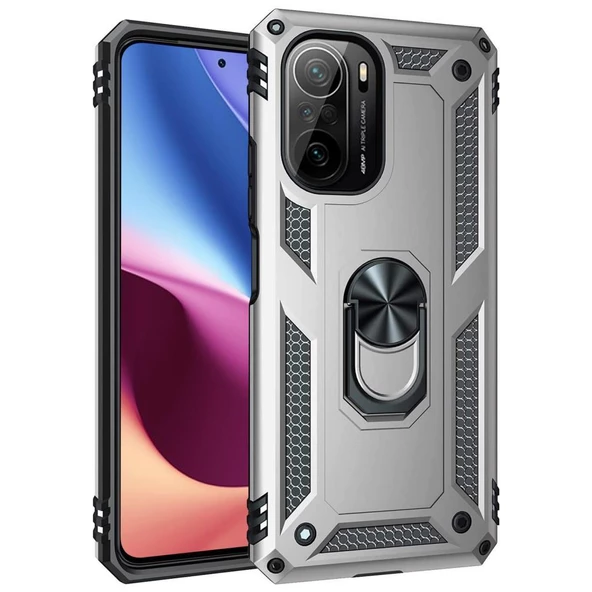 Xiaomi Poco F3 Kılıf Yüzüklü 360 Standlı Manyetikli Armor Zırh ürün görseli 1