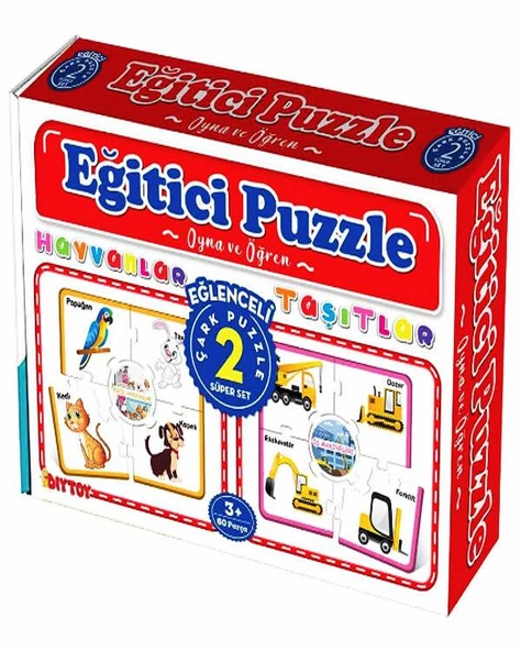 Eğitici Çark Puzzle Hayvanlar ve Taşıtlar Diytoy ürün görseli 1