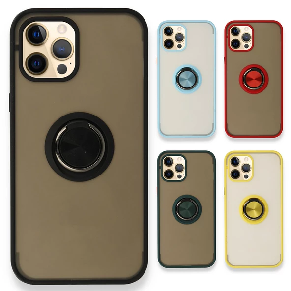 iPhone 12 / 12 Pro Kılıf Montrea Ring Yüzük Stantlı Kapak ürün görseli 1