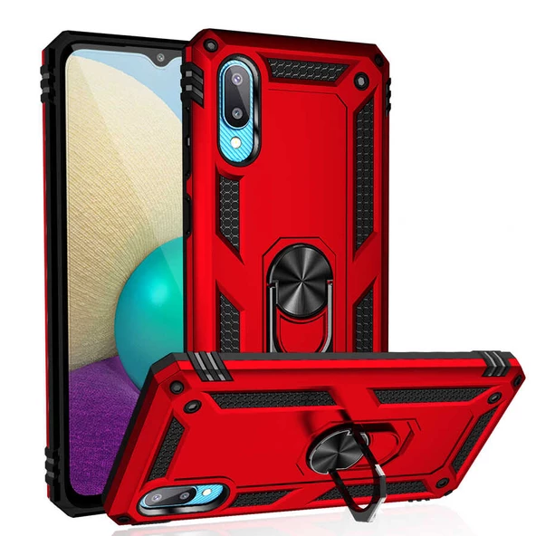 Galaxy A02 Kılıf Manyetik Yüzüklü Armor Zırh Silikon ürün görseli 1