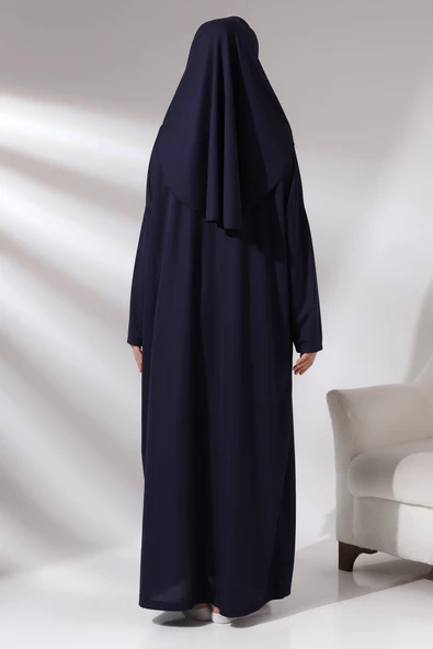 Tek Parça Namaz Elbisesi - Seccade - Tesbih - İbadet Seti - Lacivert - Resim 6