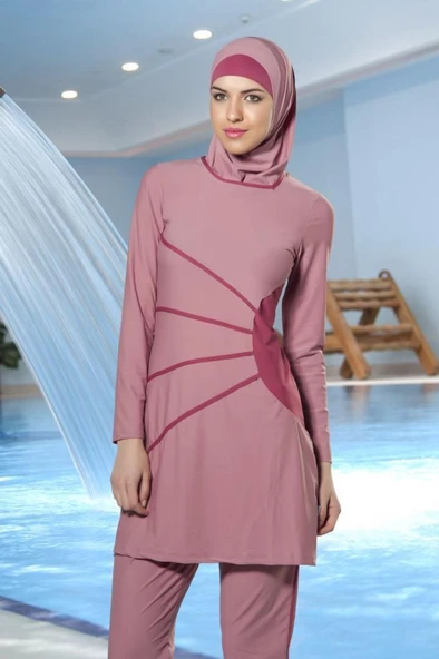 ADASEA 0385 GÜLKURUSU TAM BOY LYCRALI TESETTÜR MAYO ürün görseli 1