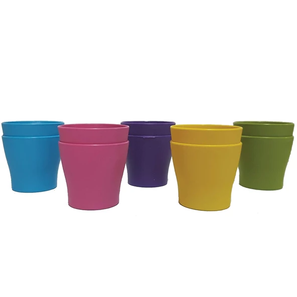 Poliwork 10 lu Gardenya 5,5 cm Plastik Renkli Kaktüs Saksısı ürün görseli 1
