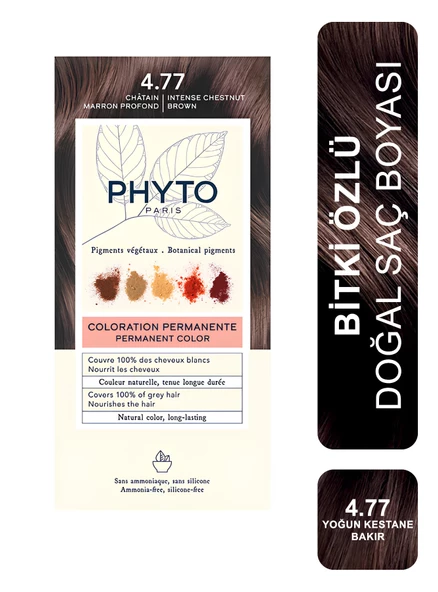 Phyto Color Bitkisel Saç Boyası - 4.77 Yoğun Kestane Bakır ürün görseli 1