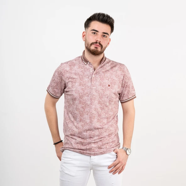 DESENLİ LİKRALI DİGİTAL BASKILI SLİMFİT ERKEK T-SHİRT ürün görseli 1