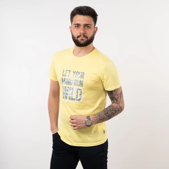 SLİMFİT BASİC BASKILI ERKEK T-SHİRT - Resim 3