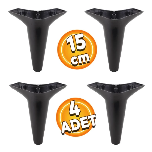 Aspen Lüks Mobilya Kanepe Koltuk Sehpa Tv Ünitesi Ayağı Ayakları 15 Cm Siyah Baza Ayak (4 ADET) ürün görseli 1