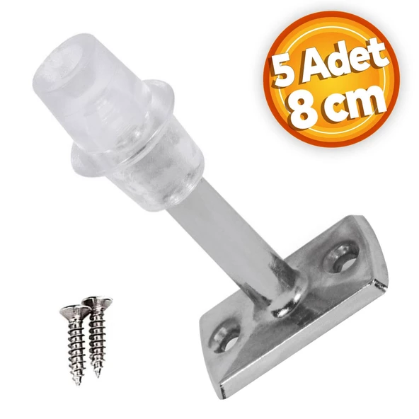 Kapı Stoperi Tamponu Durdurucu Tutucu Krom Metal 8 cm Kapı Stopu Silikonlu (5 ADET) ürün görseli 1