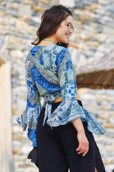 İspanyol Kol Crop Bluz - Resim 4