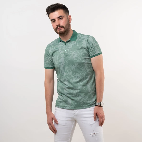 POLO YAKA SLİMFİT DESENLİ ERKEK T-SHİRT ürün görseli 1