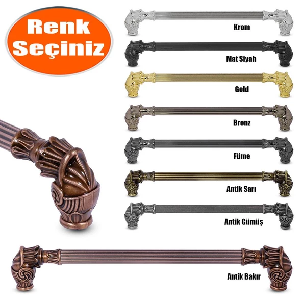 Alyans Çizgili Çekmece Dolap Kapak Kulpu Kulbu 224 mm Rustik Metal Kulp ürün görseli 1