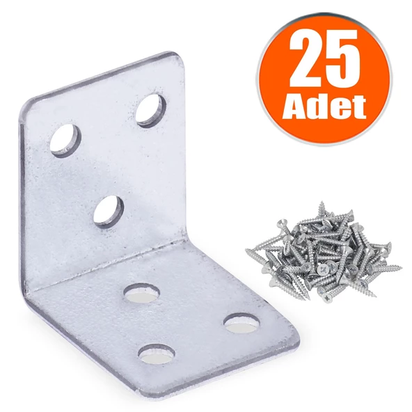 Mobilya Eşya Dolap Deprem Sabitleyici Köşebent Bağlantı Aparatı L Demiri Gönye 35x35x30 Mm (25 ADET) ürün görseli 1