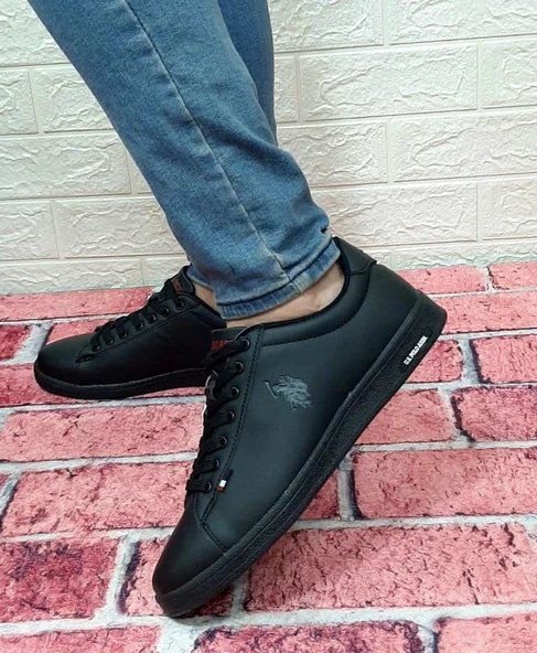 U.S.Polo Franco Siyah Düz Tabanlı Sneaker Bayan Erkek Spor Ayakkabı ürün görseli 1
