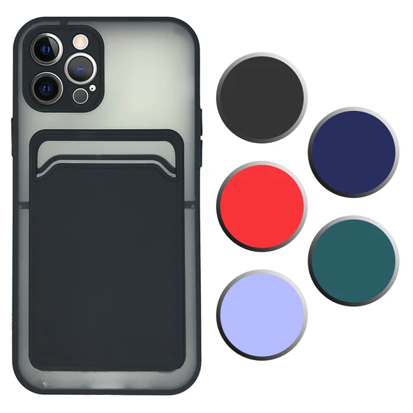 FitCase iPhone 12 Pro Kılıf Cardy Kartlık Cepli Mat Kapak ürün görseli 1