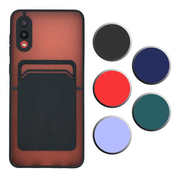 FitCase Samsung Galaxy A02 Kılıf Cardy Kartlık Cepli Mat Kapak ürün görseli 1