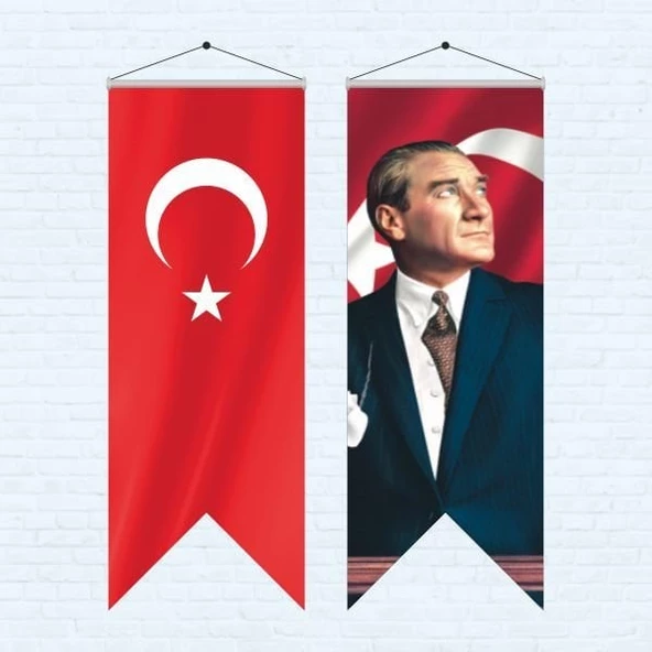Atatürk Posteri ve Türk Bayrağı Kırlangıç 70x200 cm -1 ürün görseli 1
