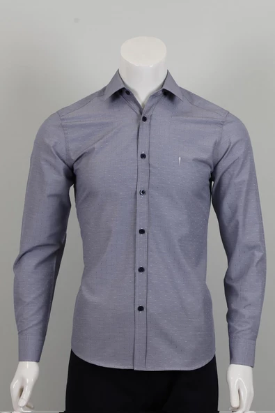 Uzun Kol Slim Fit Desenli Gömlek ürün görseli 1